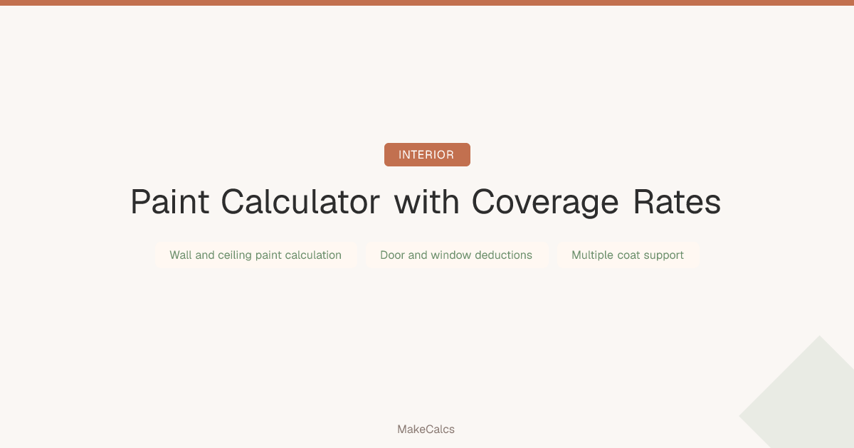 Paint Calculator with Coverage Rates — Wall & Ceiling | MakeCalcs